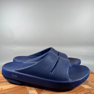 OOFOS OOahh Sport Slide Sandals Navy Blue Womens 9 Mens 7 Recovery Shoes EU 40